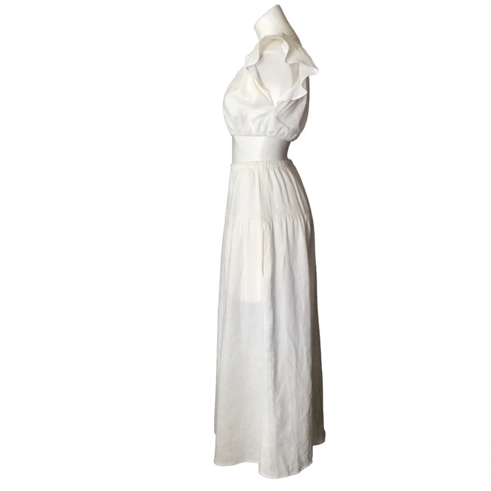 Reformation Brontë Two Piece‎ Linen Midi Skirt Set Nwot